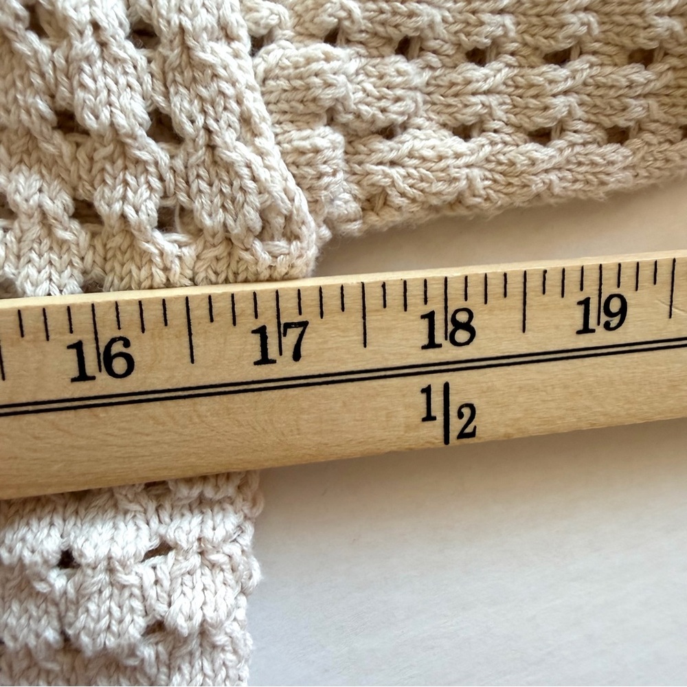 Cottagecore Cream Open Knit Crochet Sweater Cardigan Size XS Boho Coastal - Picture 4 of 7
